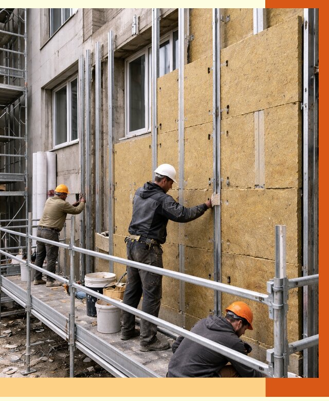 Утепление вентилируемого фасада в Надыме от 5812 руб/м2 — монтаж и утепление вентфасад | ТепломастерНдм